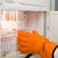 Lab technician removing tubes from freezer